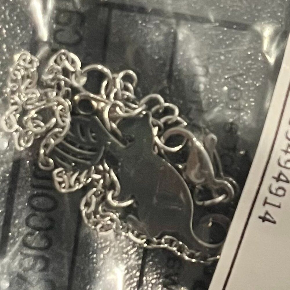 NWT Silver Necklace Womens Cat with Ball